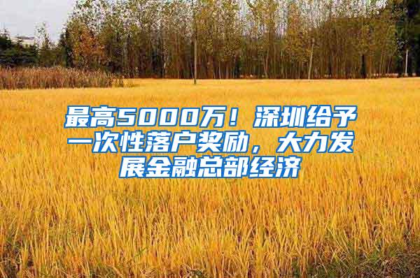 最高5000萬！深圳給予一次性落戶獎勵，大力發(fā)展金融總部經(jīng)濟