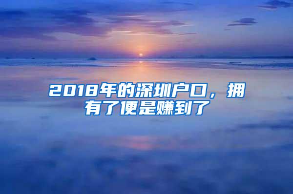 2018年的深圳戶口，擁有了便是賺到了