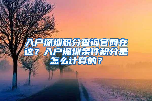 入戶深圳積分查詢官網(wǎng)在這？入戶深圳條件積分是怎么計(jì)算的？