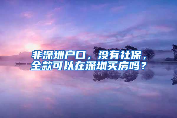 非深圳戶口，沒有社保，全款可以在深圳買房嗎？