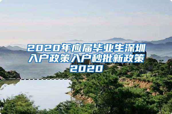 2020年應(yīng)屆畢業(yè)生深圳入戶(hù)政策入戶(hù)秒批新政策2020