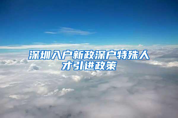 深圳入戶新政深戶特殊人才引進政策