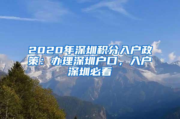 2020年深圳積分入戶政策：辦理深圳戶口，入戶深圳必看