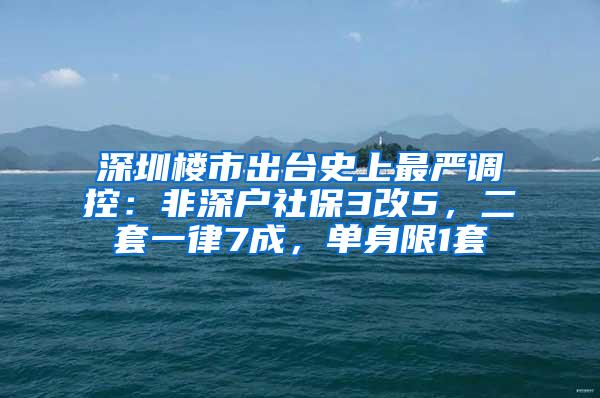 深圳樓市出臺史上最嚴(yán)調(diào)控：非深戶社保3改5，二套一律7成，單身限1套