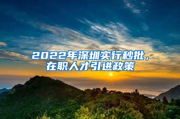 2022年深圳實行秒批，在職人才引進政策