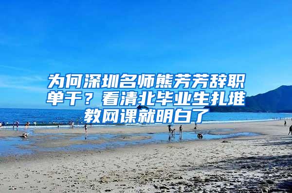 為何深圳名師熊芳芳辭職單干？看清北畢業(yè)生扎堆教網(wǎng)課就明白了