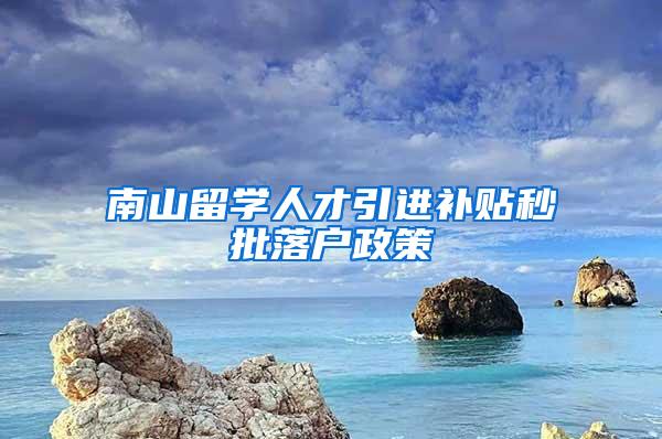 南山留學人才引進補貼秒批落戶政策