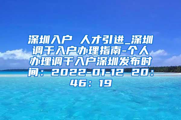 深圳入戶 人才引進_深圳調(diào)干入戶辦理指南-個人辦理調(diào)干入戶深圳發(fā)布時間：2022-01-12 20：46：19