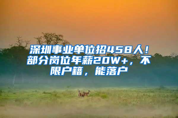 深圳事業(yè)單位招458人！部分崗位年薪20W+，不限戶籍，能落戶