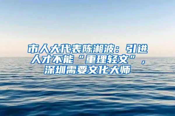 市人大代表陳湘波：引進(jìn)人才不能“重理輕文”，深圳需要文化大師