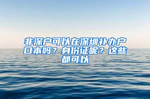 非深戶可以在深圳補辦戶口本嗎？身份證呢？這些都可以