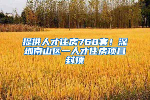 提供人才住房768套！深圳南山區(qū)一人才住房項(xiàng)目封頂