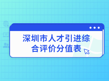 2022年深圳市人才引進綜合評價分值表有哪些內(nèi)容?