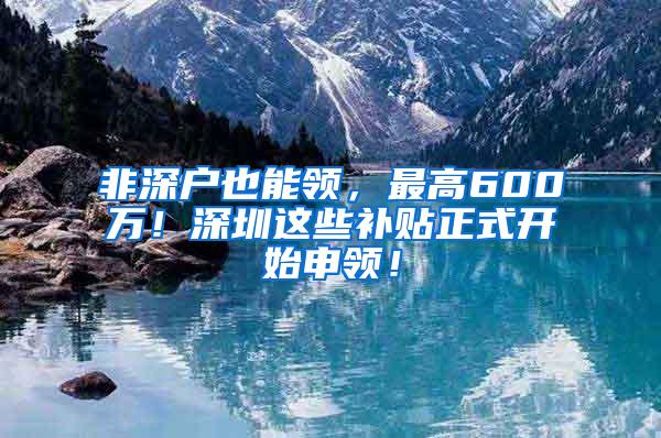 非深戶也能領(lǐng)，最高600萬！深圳這些補(bǔ)貼正式開始申領(lǐng)！