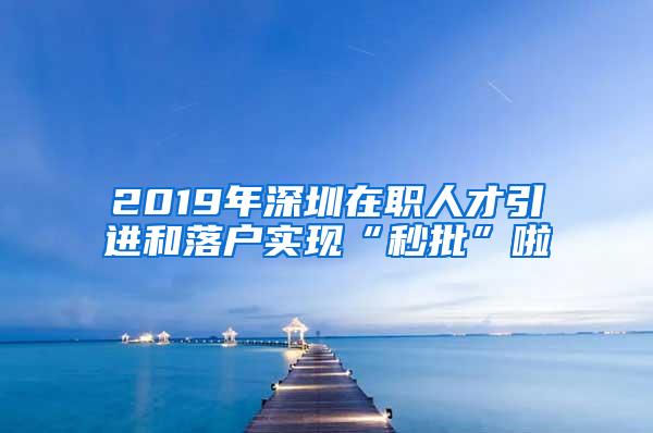 2019年深圳在職人才引進(jìn)和落戶實(shí)現(xiàn)“秒批”啦