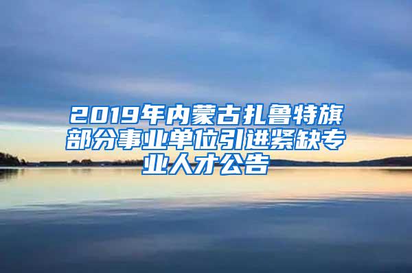 2019年內(nèi)蒙古扎魯特旗部分事業(yè)單位引進緊缺專業(yè)人才公告