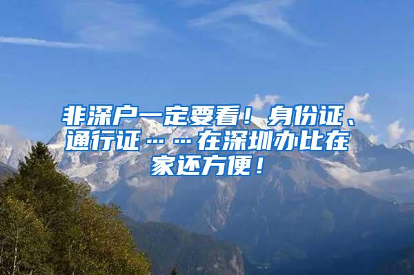 非深戶一定要看！身份證、通行證……在深圳辦比在家還方便！