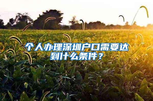 個人辦理深圳戶口需要達到什么條件？