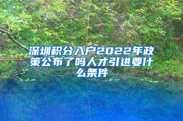 深圳積分入戶2022年政策公布了嗎人才引進(jìn)要什么條件