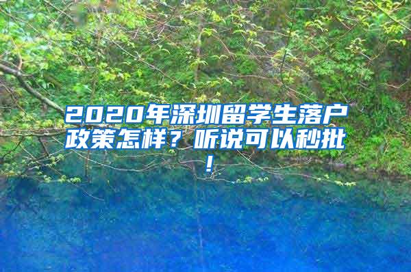 2020年深圳留學(xué)生落戶政策怎樣？聽說可以秒批！