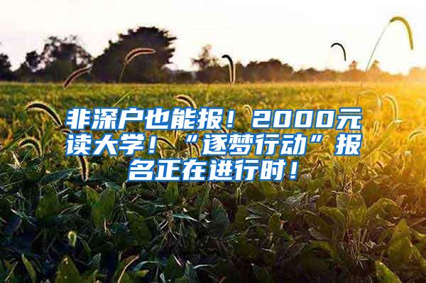 非深戶(hù)也能報(bào)！2000元讀大學(xué)！“逐夢(mèng)行動(dòng)”報(bào)名正在進(jìn)行時(shí)！