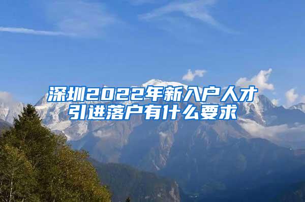 深圳2022年新入戶人才引進落戶有什么要求