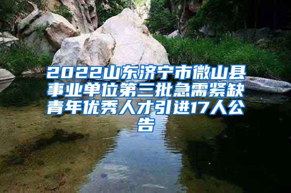 2022山東濟(jì)寧市微山縣事業(yè)單位第三批急需緊缺青年優(yōu)秀人才引進(jìn)17人公告