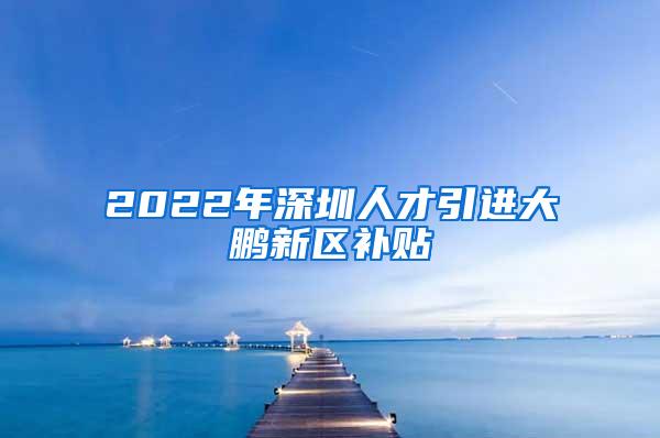 2022年深圳人才引進(jìn)大鵬新區(qū)補貼