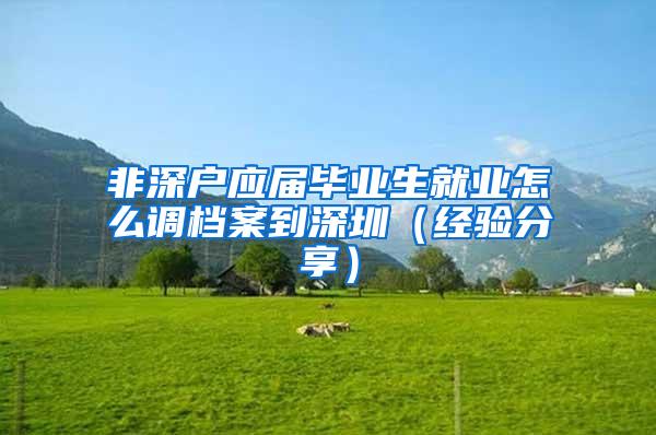 非深戶應(yīng)屆畢業(yè)生就業(yè)怎么調(diào)檔案到深圳（經(jīng)驗分享）