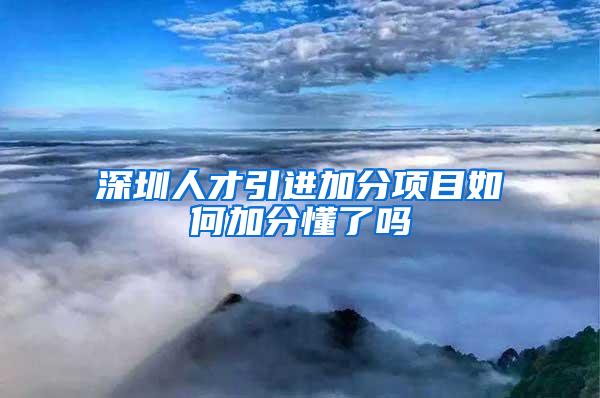 深圳人才引進(jìn)加分項目如何加分懂了嗎