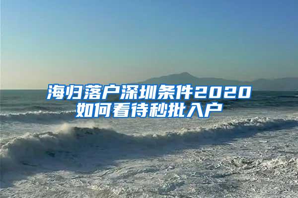 海歸落戶深圳條件2020如何看待秒批入戶