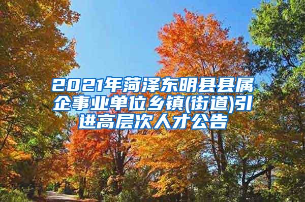 2021年菏澤東明縣縣屬企事業(yè)單位鄉(xiāng)鎮(zhèn)(街道)引進高層次人才公告