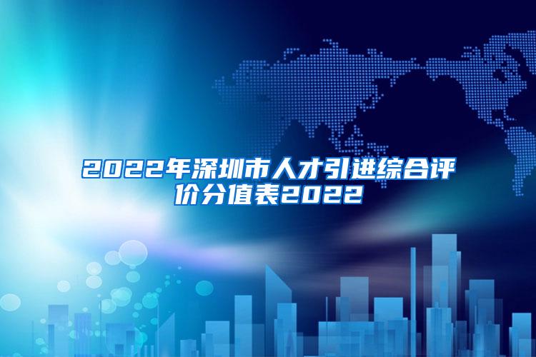 2022年深圳市人才引進綜合評價分值表2022