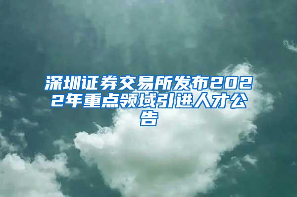 深圳證券交易所發(fā)布2022年重點領(lǐng)域引進人才公告