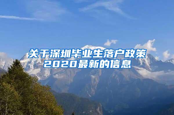 關(guān)于深圳畢業(yè)生落戶政策2020最新的信息