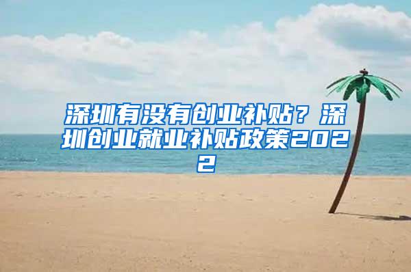 深圳有沒(méi)有創(chuàng)業(yè)補(bǔ)貼？深圳創(chuàng)業(yè)就業(yè)補(bǔ)貼政策2022