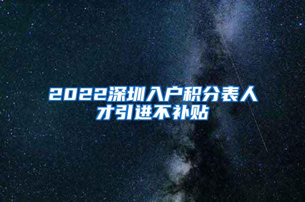 2022深圳入戶積分表人才引進(jìn)不補(bǔ)貼