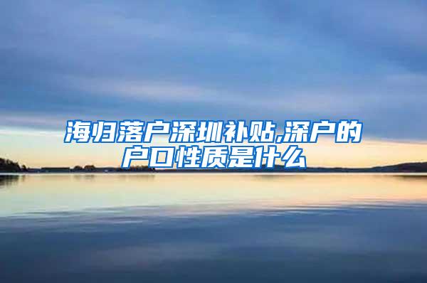 海歸落戶深圳補(bǔ)貼,深戶的戶口性質(zhì)是什么