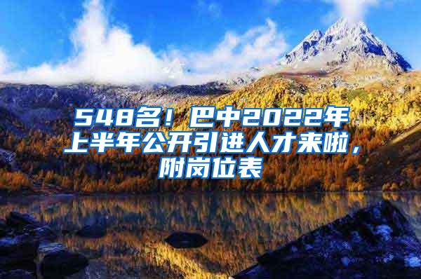 548名！巴中2022年上半年公開引進人才來啦，附崗位表