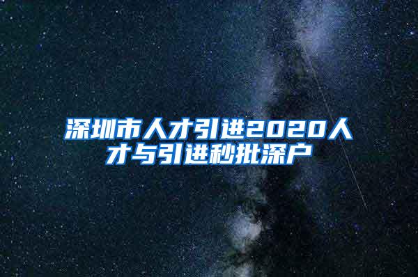 深圳市人才引進2020人才與引進秒批深戶