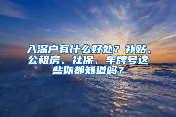 入深戶有什么好處？補(bǔ)貼、公租房、社保、車牌號(hào)這些你都知道嗎？