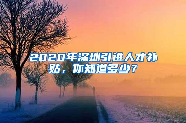 2020年深圳引進(jìn)人才補(bǔ)貼，你知道多少？