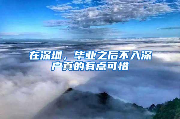 在深圳，畢業(yè)之后不入深戶真的有點可惜