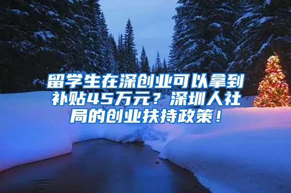 留學(xué)生在深創(chuàng)業(yè)可以拿到補貼45萬元？深圳人社局的創(chuàng)業(yè)扶持政策！