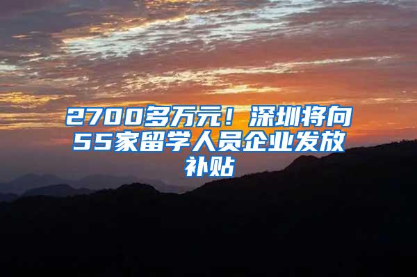 2700多萬元！深圳將向55家留學人員企業(yè)發(fā)放補貼