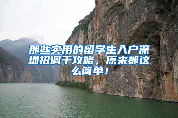 那些實用的留學生入戶深圳招調(diào)干攻略，原來都這么簡單！