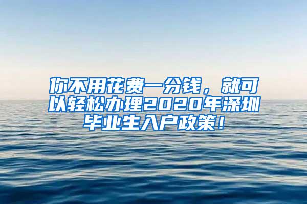 你不用花費一分錢，就可以輕松辦理2020年深圳畢業(yè)生入戶政策！