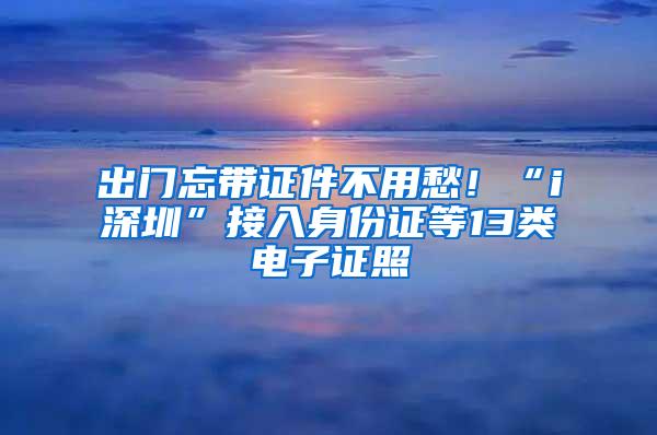 出門忘帶證件不用愁！“i深圳”接入身份證等13類電子證照