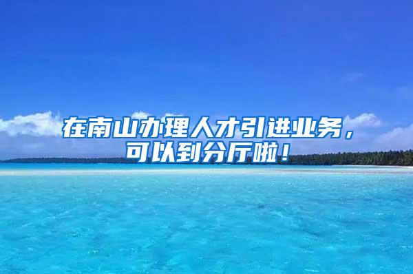 在南山辦理人才引進(jìn)業(yè)務(wù)，可以到分廳啦！