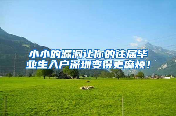 小小的漏洞讓你的往屆畢業(yè)生入戶深圳變得更麻煩！